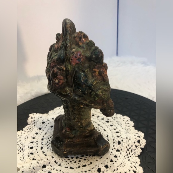 Antique Cast Iron Doorstop Fruit and Flowers Basket SOLD OUT DO NOT PURCHASE - Picture 5 of 13